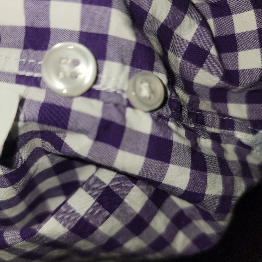 Mens Sz M J. Crew Purple Checked 15-15.5 Long Sleeve Shirt - Picture 5 of 9